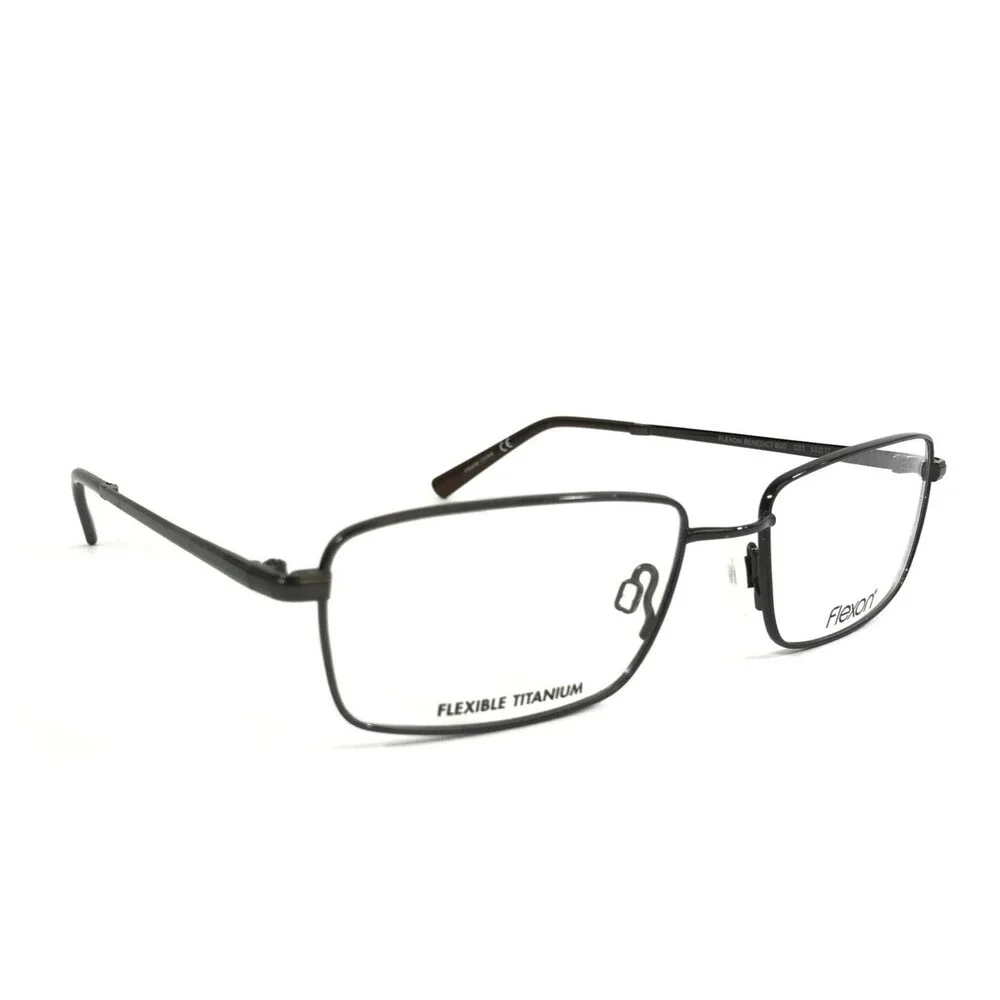 Flexon Eyeglasses Frames BENEDICT 600 033 Shiny Gunmetal Rectangular 53-17-140